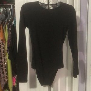 Black backless body suit